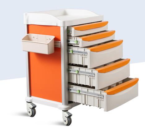 Large-capacity ABS emergency trolley, multi-function nursing cart, nurse medical cart