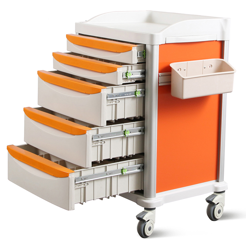 Large-capacity ABS emergency trolley, multi-function nursing cart, nurse medical cart